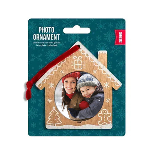 Wooden Gingerbread House Photo Decoration